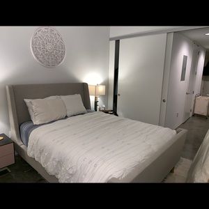 West Elm Queen Metallic Smocked Duvet Cover